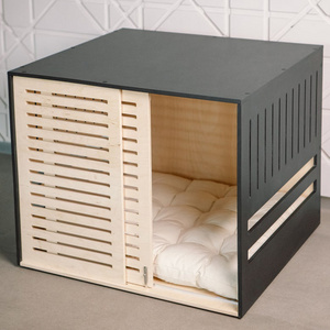 Pet Crate Comfortable Dog Cottage Dog Crate with Sliding Door Puppy Bed House