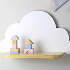 Wooden White Cloud Wall Floating Shelf Children Kids Room Bookshelf Baby Room Boho Nursery Decor