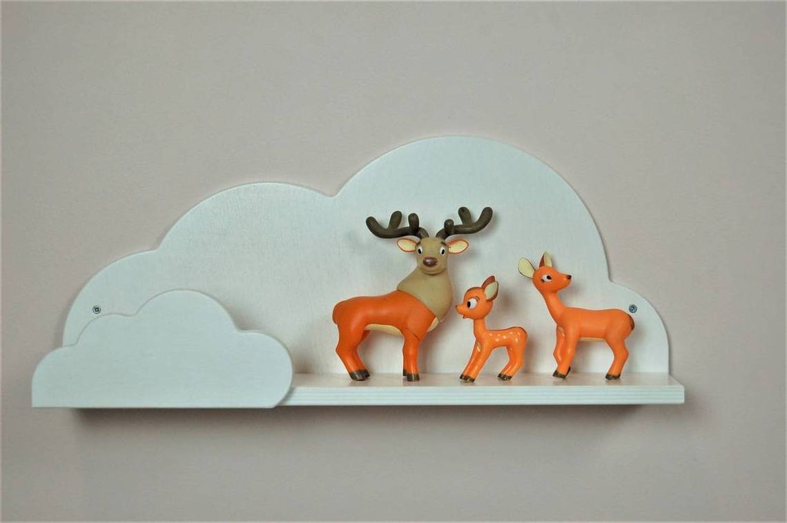 White Cloud Kids Baby Room Decor Shelf Natural Wood Cloud Wall Shelves For Child Room Decoration