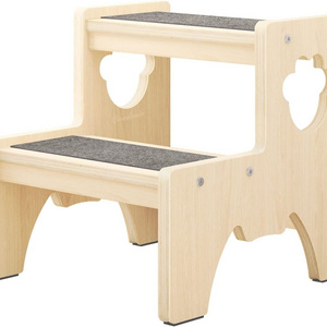 Wood Children's Wooden Toddler Stool Adult Two-step Stool for Living Room Bedroom Kitchen Bathroom