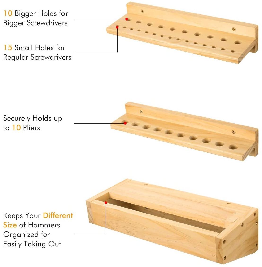 Screwdriver Pliers Hammer Rack, Wall Mounted Tools Organizers and Storage for Garage, Workshop wall mounted hanger