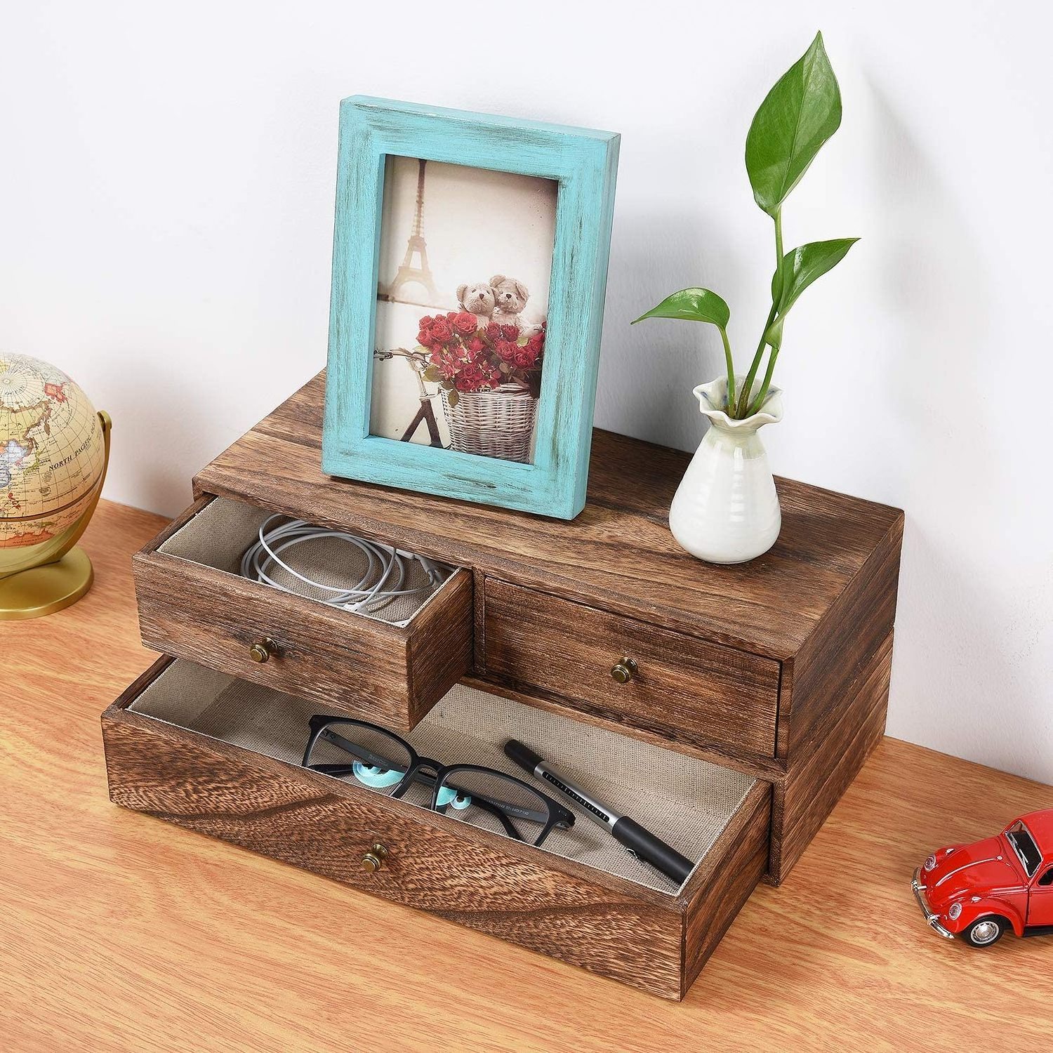 Floating Shelf with Drawer Rustic Wood Wall Shelves for Storage and Display Multiuse as A Nightstand or Bedside Shelf