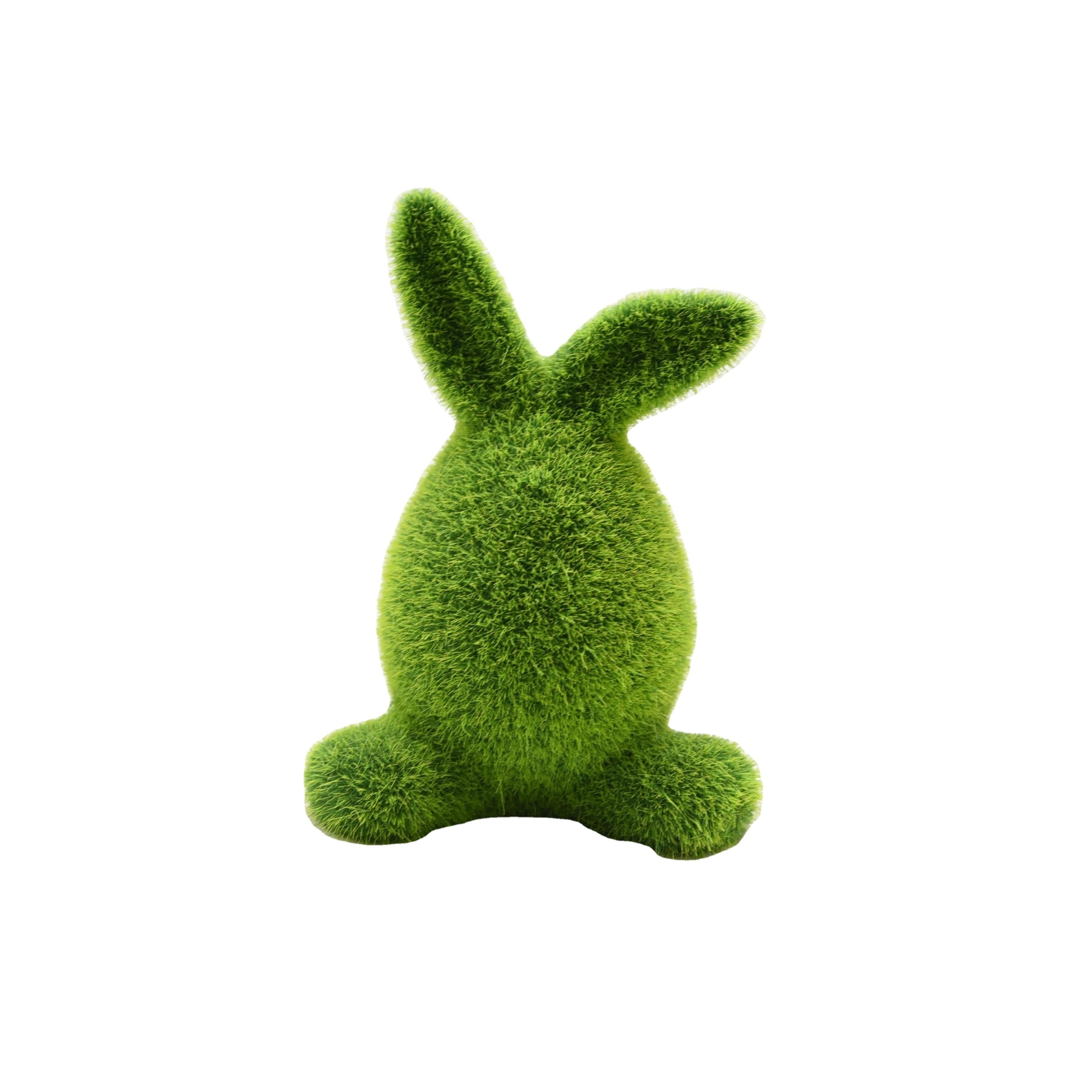 Easter Flocking Rabbit Large Flocking Moss Grass Bunny Statue Party Decoration Angel Oral Decal Low Moq Easter Products Glossy