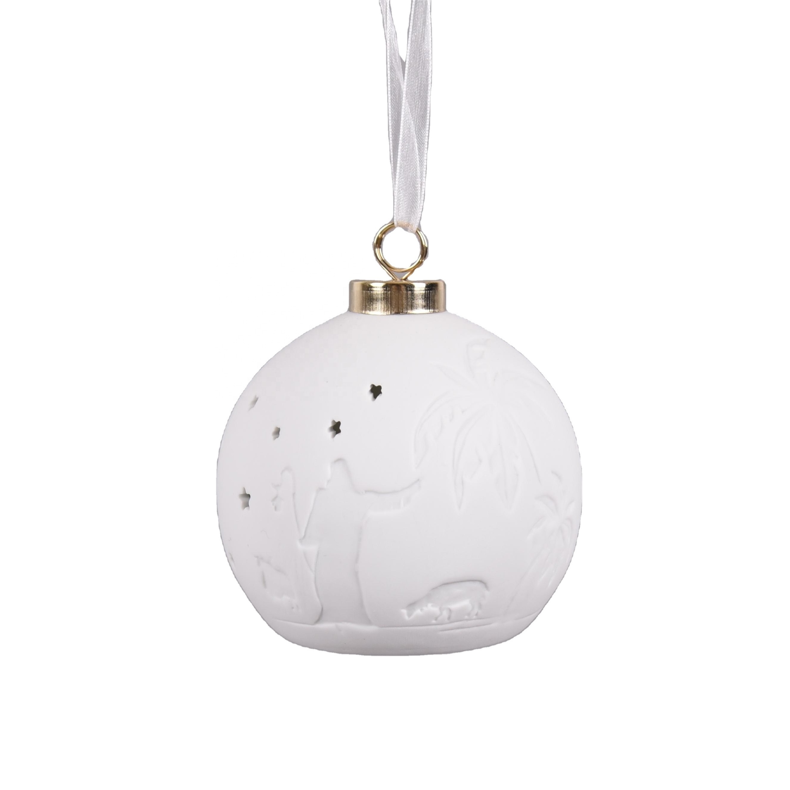 Ceramic Ball Christmas LED white Porcelain Christmas Ornament Ball Decor ceramic Christmas LED bauble