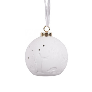 Ceramic Ball Christmas LED white Porcelain Christmas Ornament Ball Decor ceramic Christmas LED bauble