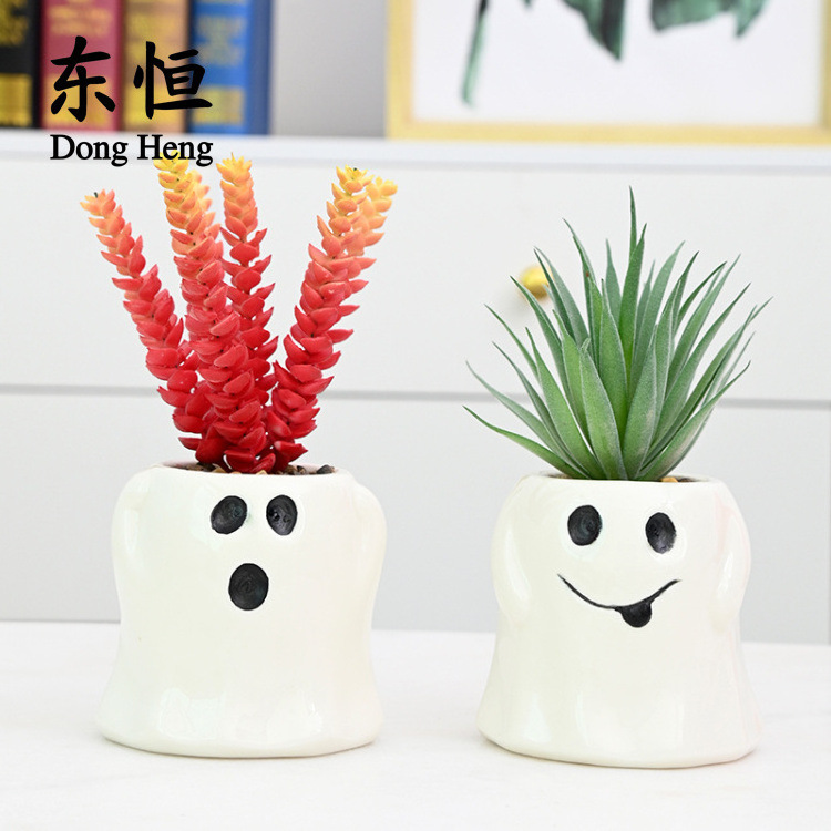 Planter succulent Plant Pots Halloween Holiday Ghosts Flowerpots Cute Cartoon Design Ceramic Pots (without plant)