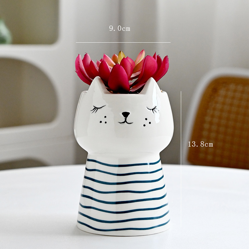 Ceramic Succulent Planter Pots Small Cute Colorful Animal Flower Plant Pots Indoor with Drainage Hole for Herb Cactus Air Plants