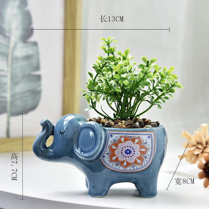 Nordic Cute Little Elephant Small Animal Flower pot Succulent Planter Wholesale Ceramic Plant Pots without plant