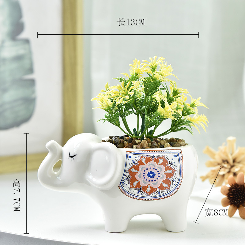 Nordic Cute Little Elephant Small Animal Flower pot Succulent Planter Wholesale Ceramic Plant Pots without plant