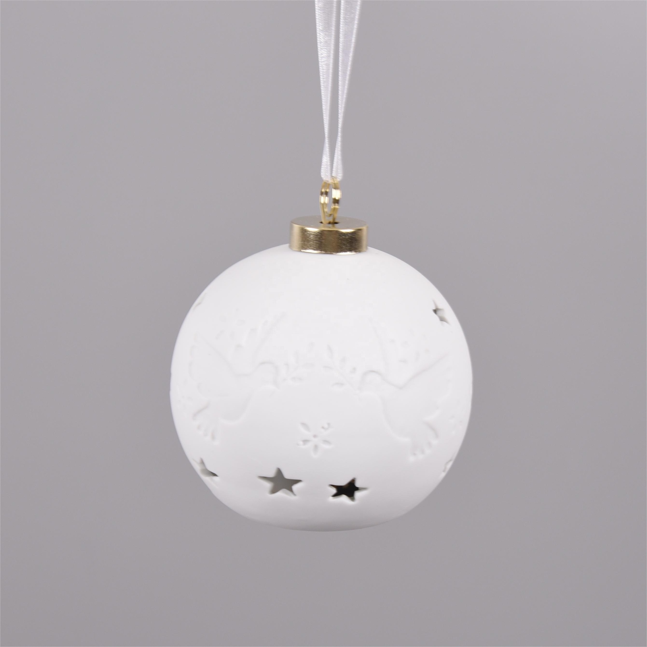 Ceramic Ball Christmas LED white Porcelain Christmas Ornament Ball Decor ceramic Christmas LED bauble