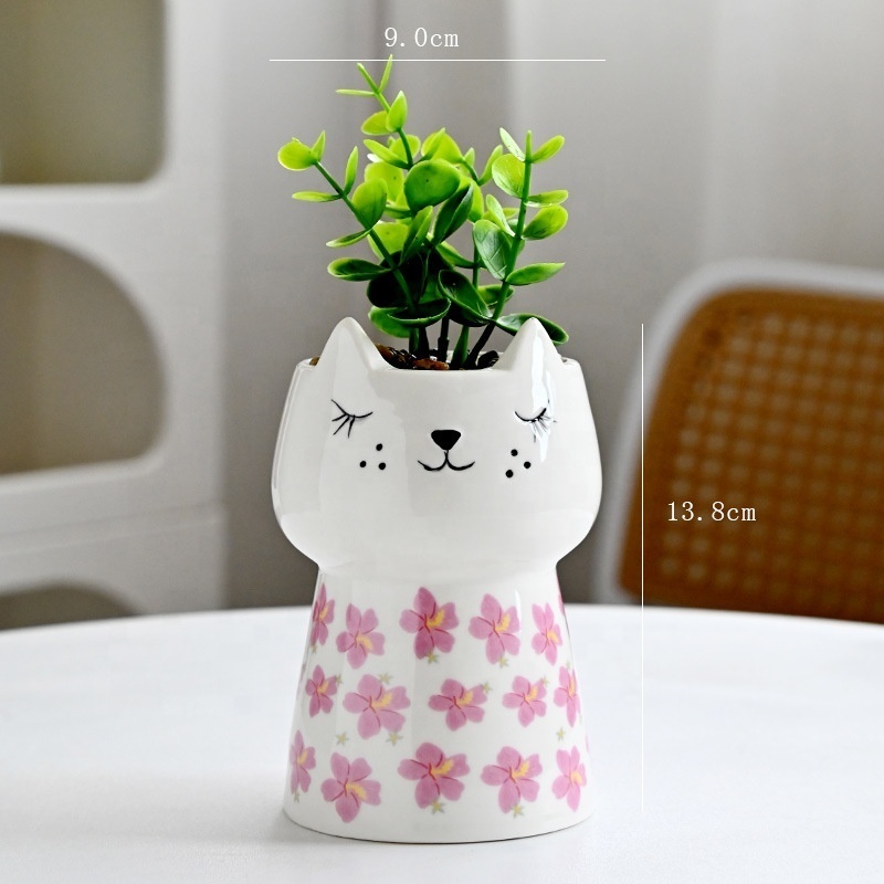 Ceramic Succulent Planter Pots Small Cute Colorful Animal Flower Plant Pots Indoor with Drainage Hole for Herb Cactus Air Plants