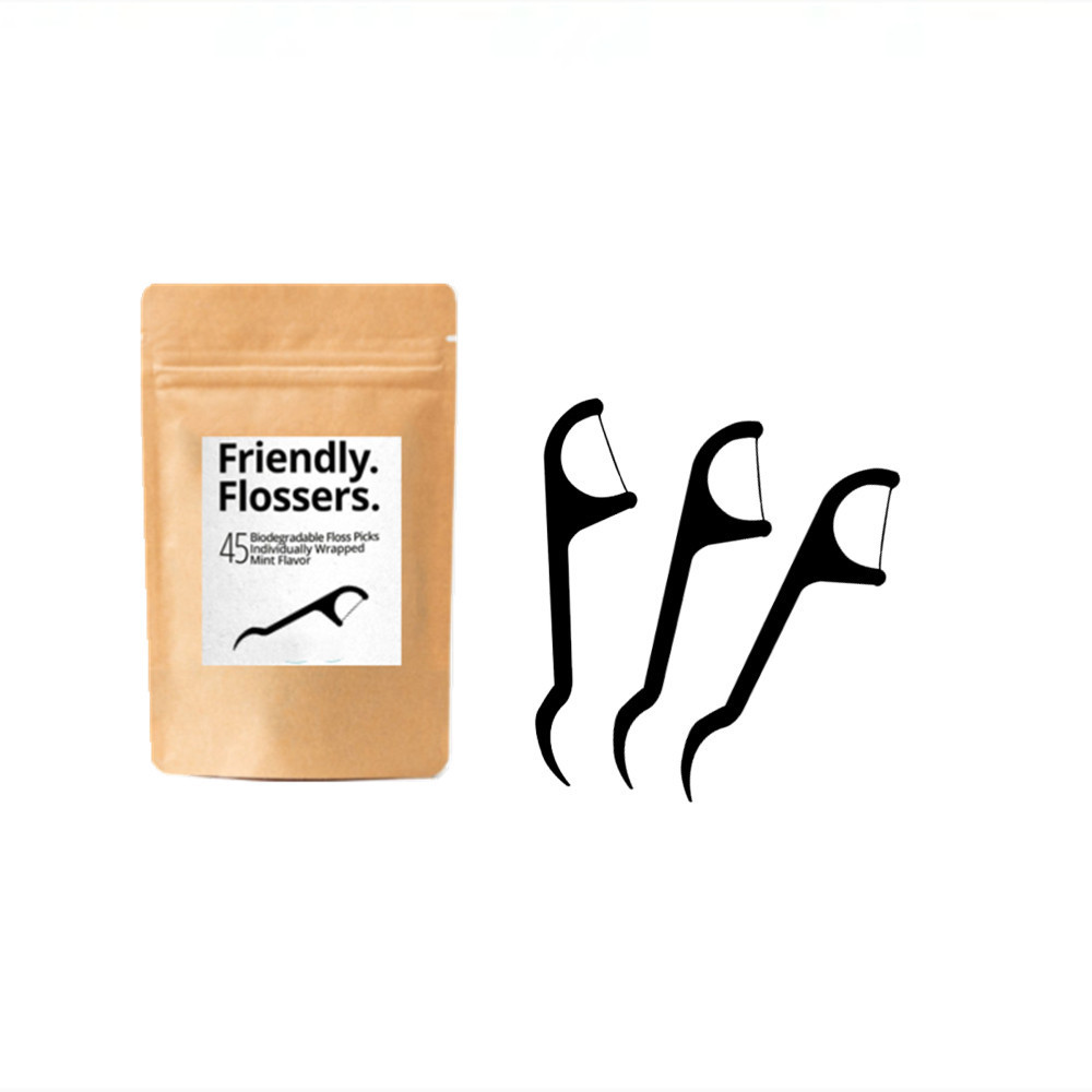 Individually Wrapped Private Label Eco Friendly Dental Flosser Stick Biodegradable Mint Bamboo Charcoal Dental Floss Picks