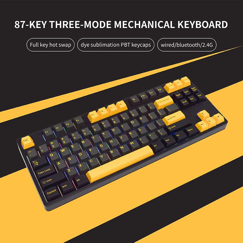 AFLION High Quality 87 Keys Mechanical Keyboard Waterproof Colorful Light Full Anti-Ghost Metal Panel For Pc