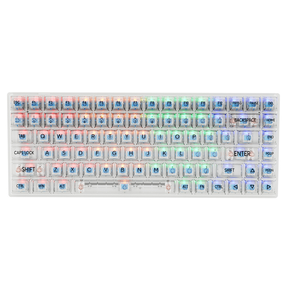 AFLION New arrival Mechanical Gaming Keyboard  Blue Switch 84 Clear Keycaps Wired Transparent Keyboard