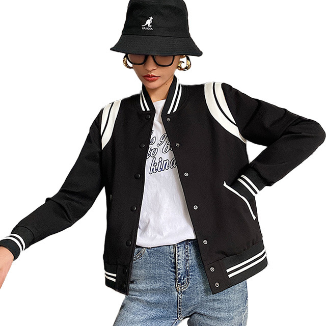 Factory Design wholesale Long Sleeves blank women Baseball Jacket Sport Wear Varsity Jacket