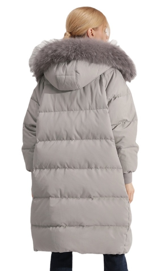 Customized warm fur trim hooded ladies women winter coat down jacket