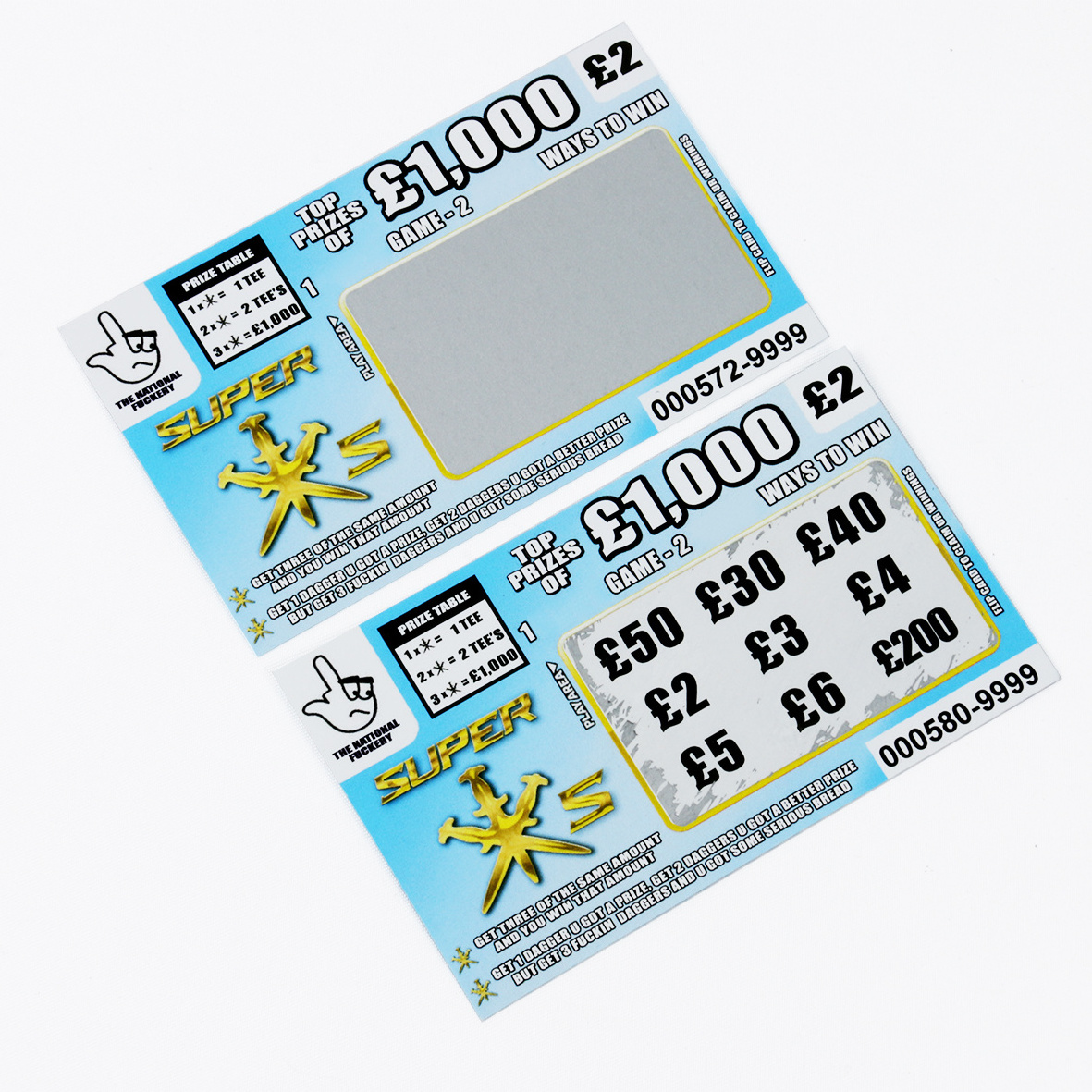 Custom Printing Gambling Tickets Scratch off Cards Pull Tab Lottery Tickets