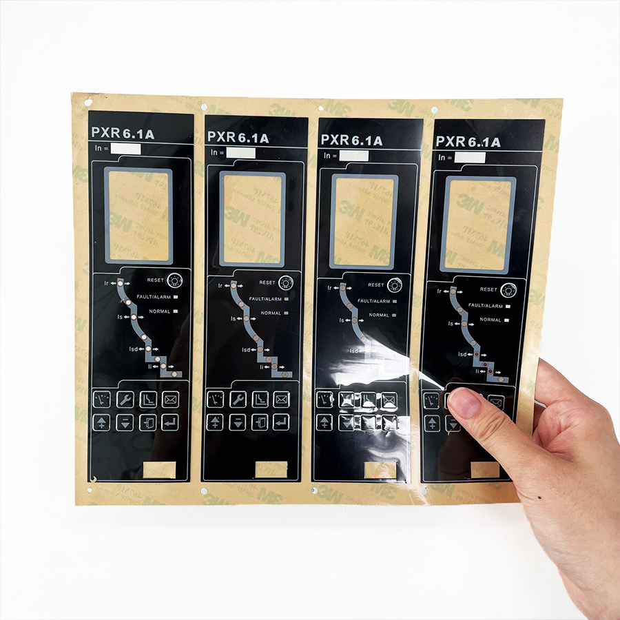 custom control panel pet pc machine embossing key panel touch film switch panel sticker for home appliance