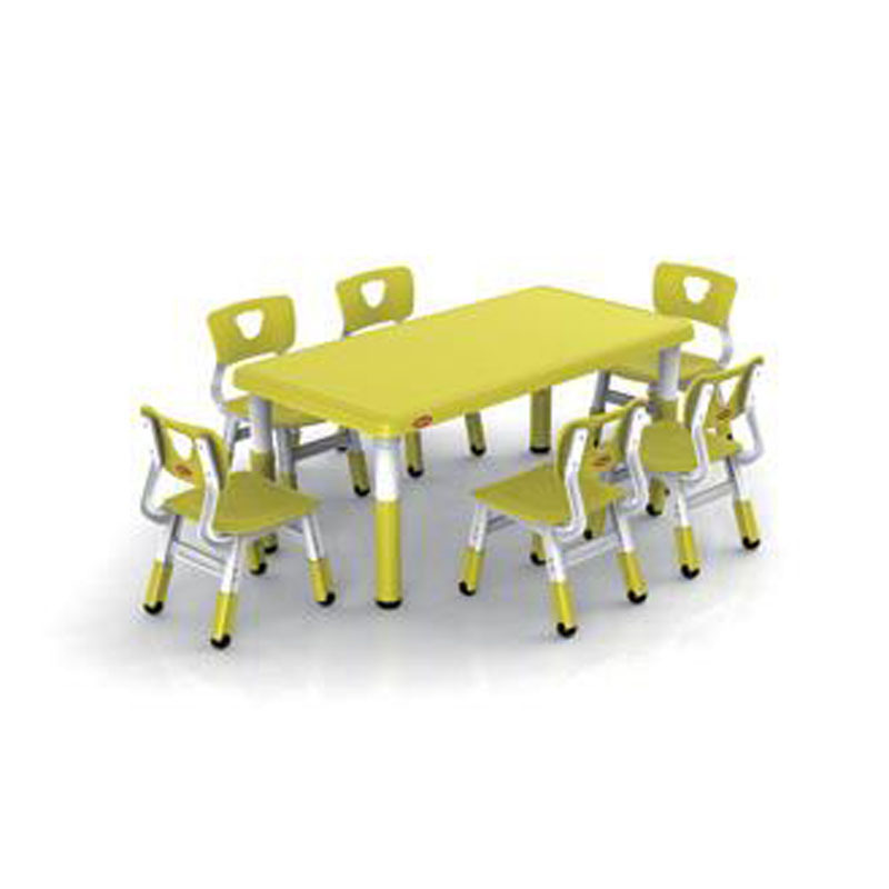 Modern Yellow Color Kids Adjustable Table Chair Sets Preschool Kids Plastic Kindergarten Furniture