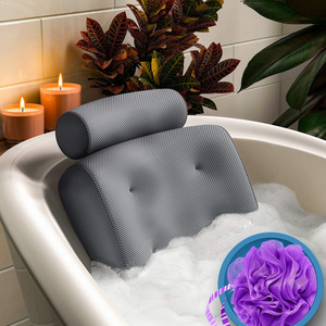 Non-slip Bathtub Pillow Head Neck Support Rest Spa Pillow Breathable 3d Mesh Cloth Bath Headrest Cushion With Suction Cups