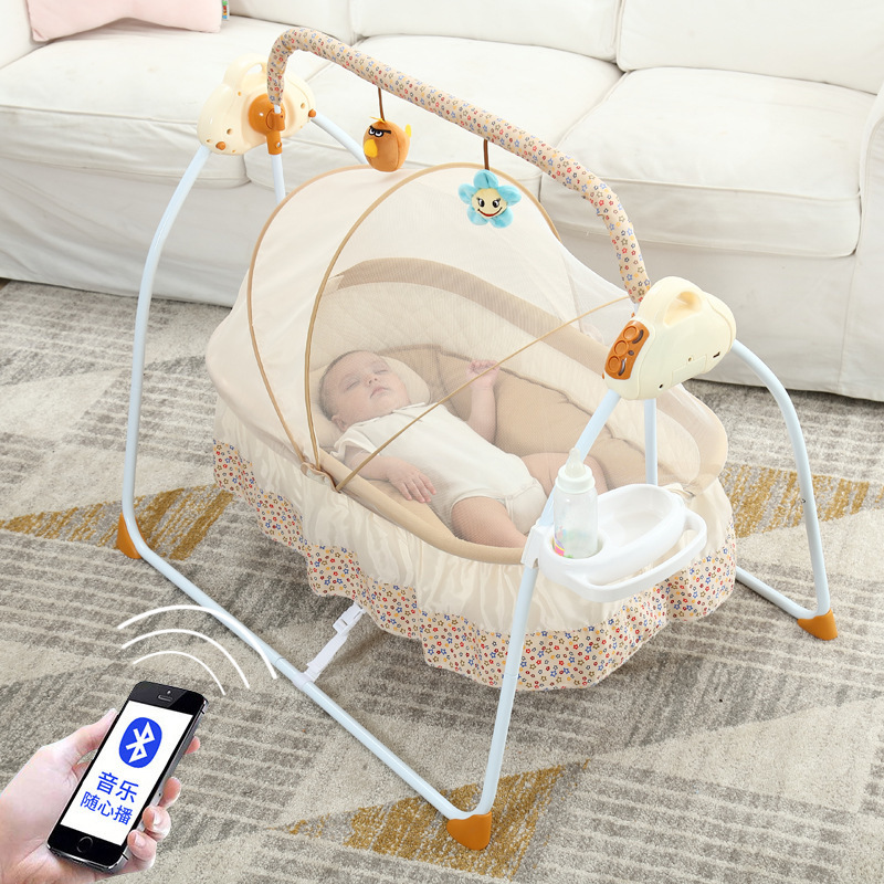 2023 Newest New Baby Cradle Swing Electric Baby Crib Bedding Set Sleeping Basket /baby Bed Multi-function Shaking Kids Cot Bassi