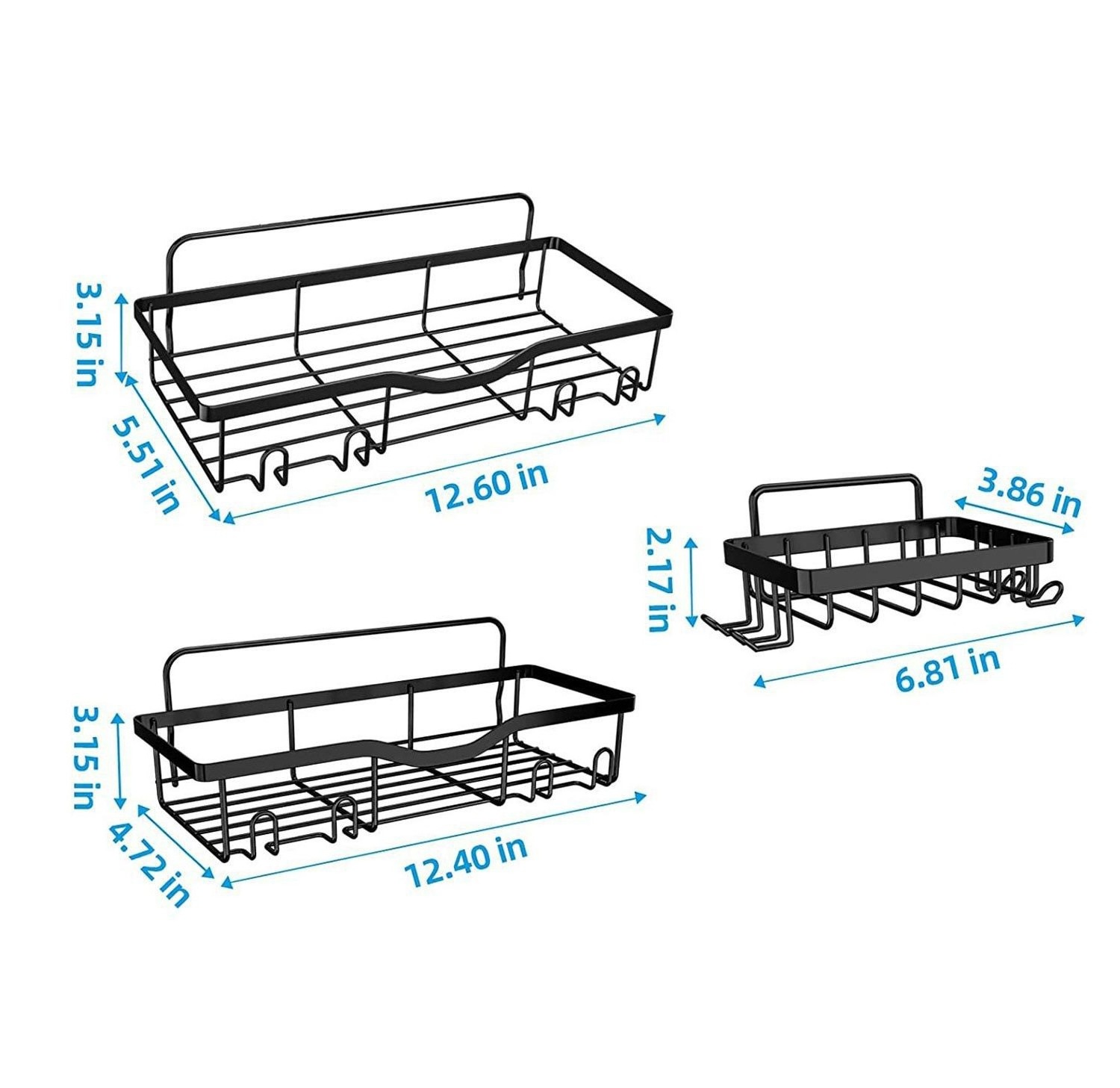 5 Pack Shower Caddy Strong Adhesive Shower Organizer Shelf Rustproof Wall-mounted Shower Shelves