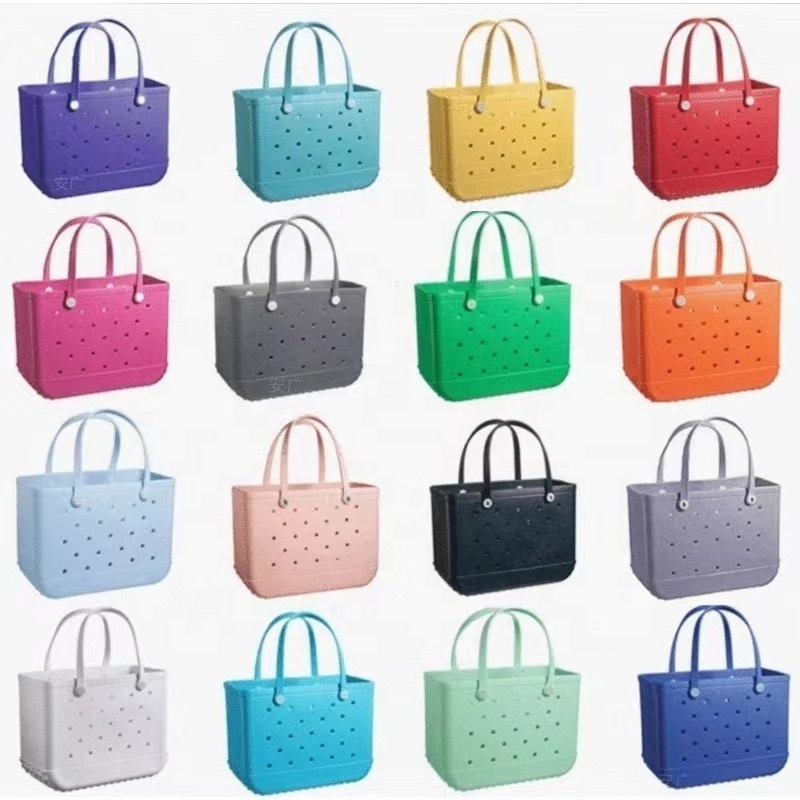 2024 New style Women Beach Waterproof Tote Bags Eva Silicone Summer Rubber Handbags Custom Logo Bogg Bag