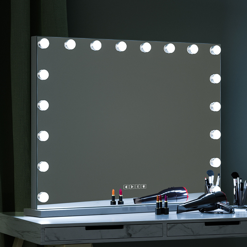 Stock in US!18 LED Light Bulbs Large Mirror Big mirror Hollywood Vanity Makeup Mirror With Touch Sensor