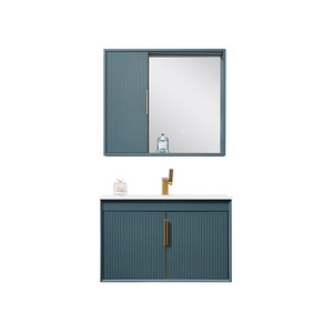 Manufacturer Green MDF Lacquering Furniture Bathroom Vanity Cabinet With Golden Handle