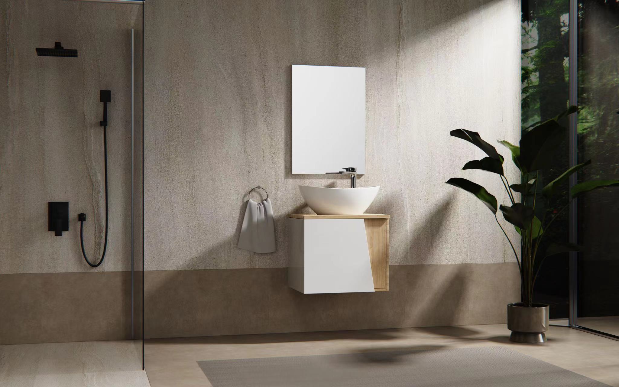 ORans Design Bathroom Wall Cabinet Waterproof Finished Bathroom Cabinets With Ceramic Sink