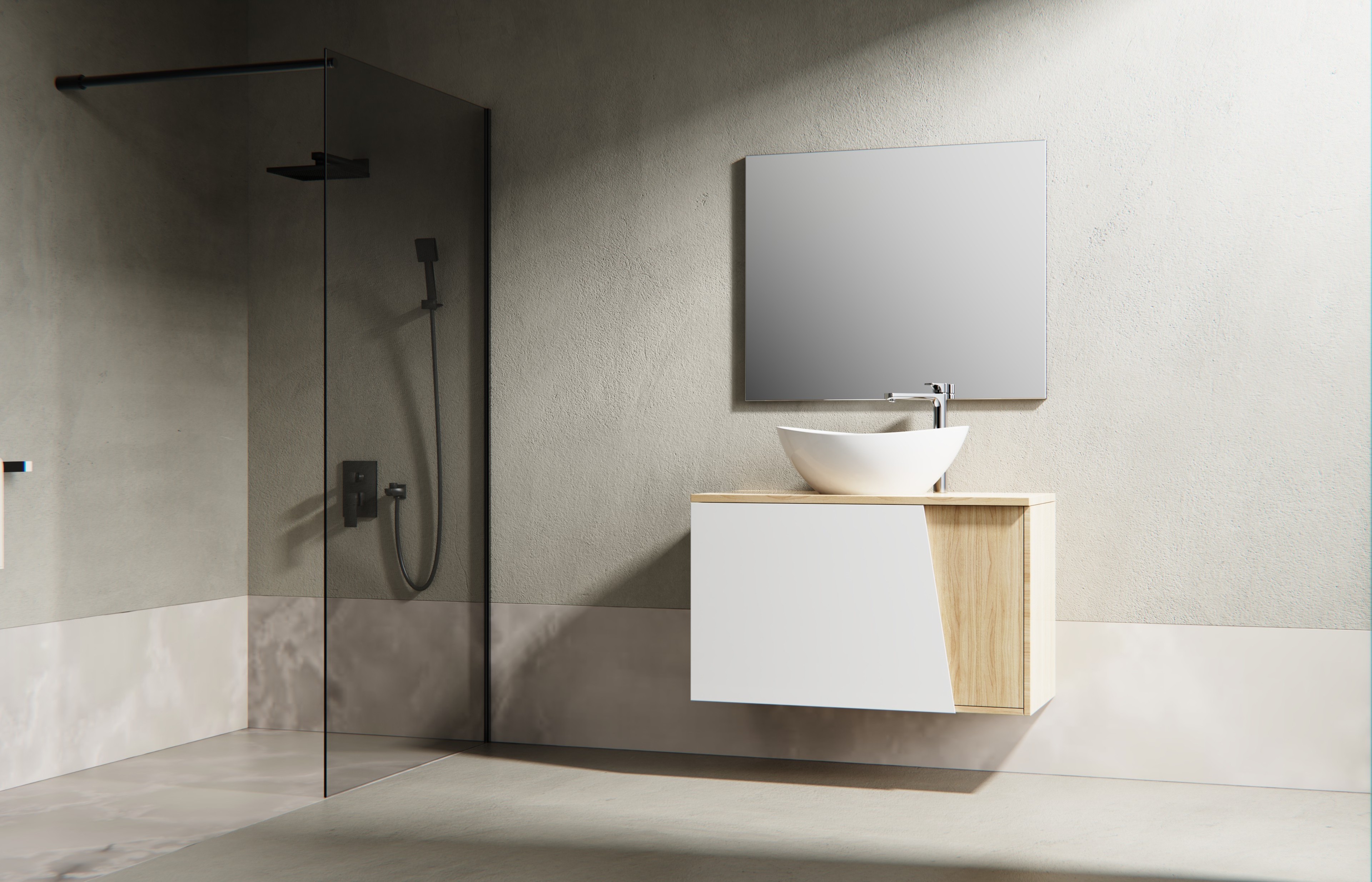 ORans Design Bathroom Wall Cabinet Waterproof Finished Bathroom Cabinets With Ceramic Sink