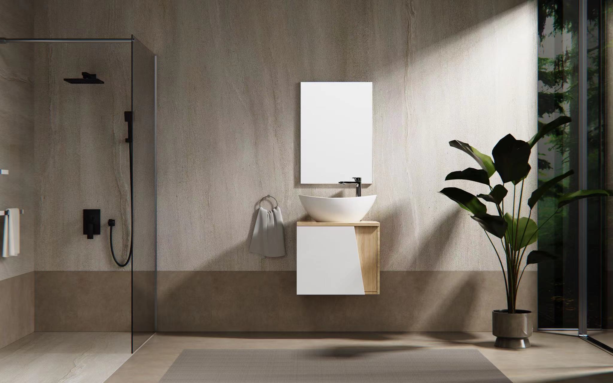 ORans Design Bathroom Wall Cabinet Waterproof Finished Bathroom Cabinets With Ceramic Sink