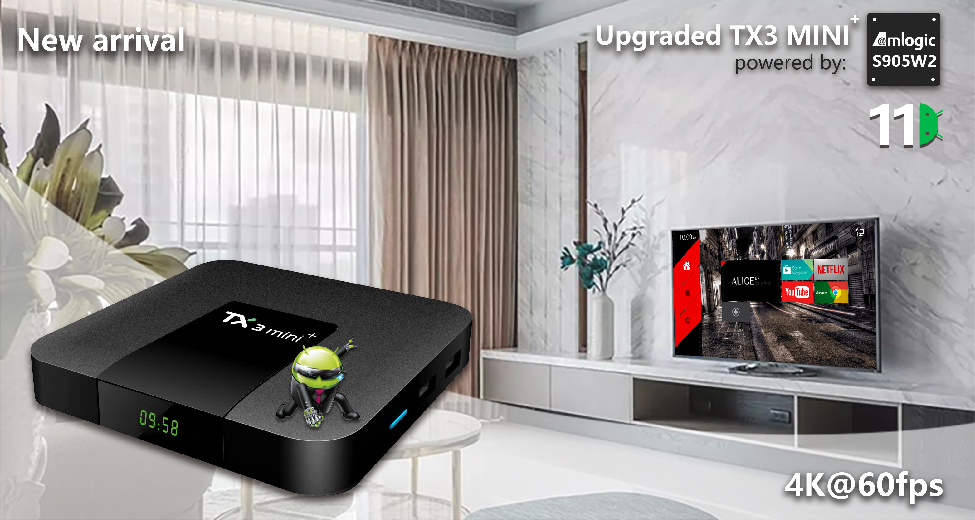 Tanix Android tv box Amlogic S905W2 Android 11 4+32gb DUAL WIFI OTT TV BOX FOR Thailand