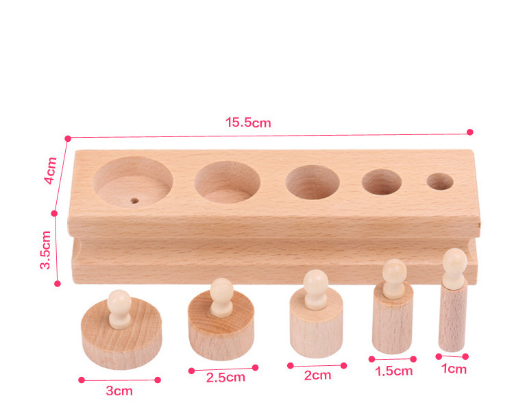 Montessori Educational Wooden Toys For Children Cylinder Socket Blocks Toy Baby Development Practice and Senses 4pc/1 set