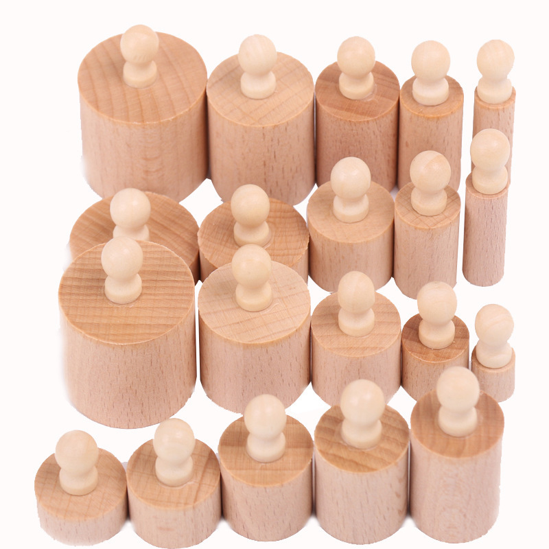 Montessori Educational Wooden Toys For Children Cylinder Socket Blocks Toy Baby Development Practice and Senses 4pc/1 set