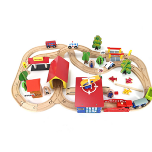 Classic Railway Toys Wooden Train Track Set 69 Pieces Popular Rreschool Children Wood Train Track