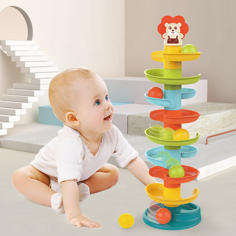 Newest baby drop ball educational toys Learning & Developmental Ball Tower for toddlers Animal roll ball tower game