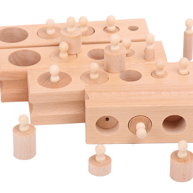 Montessori Educational Wooden Toys For Children Cylinder Socket Blocks Toy Baby Development Practice and Senses 4pc/1 set