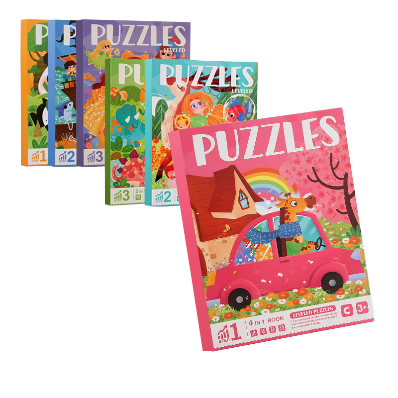 Children educational wooden magnetic leveled jigsaw puzzle book creative animal fruit cognitive foldable cartoon board game