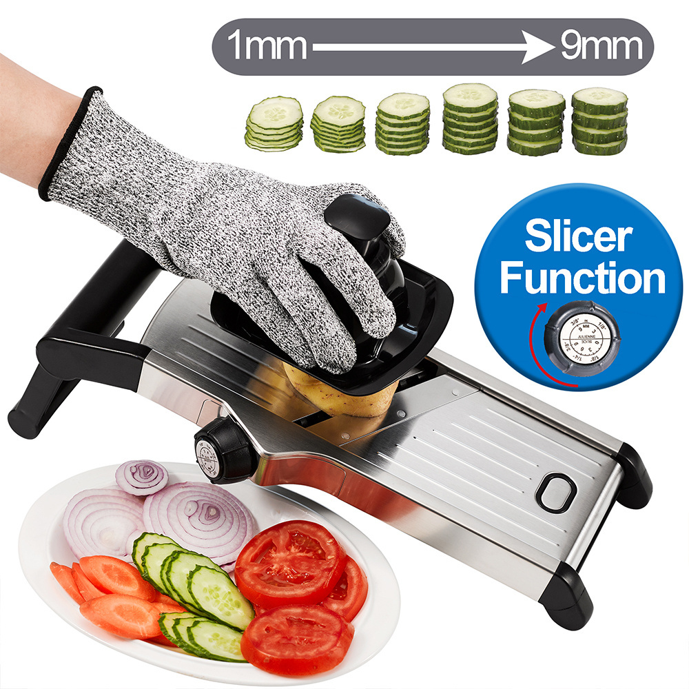 Stainless steel  adjustable blades manual adjustable professional mandoline vegetable potato slicer