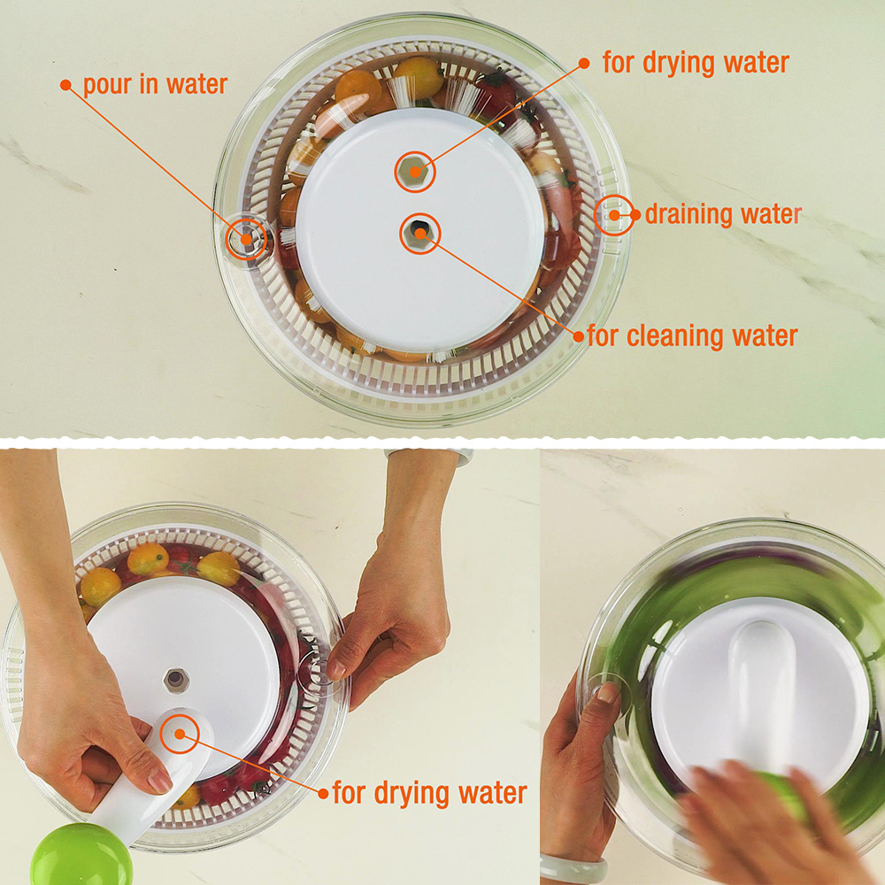 Kitchen multifunctional vegetable food dryer spinner Manual lettuce Washer dryer fruit cleaner Salad Spinner