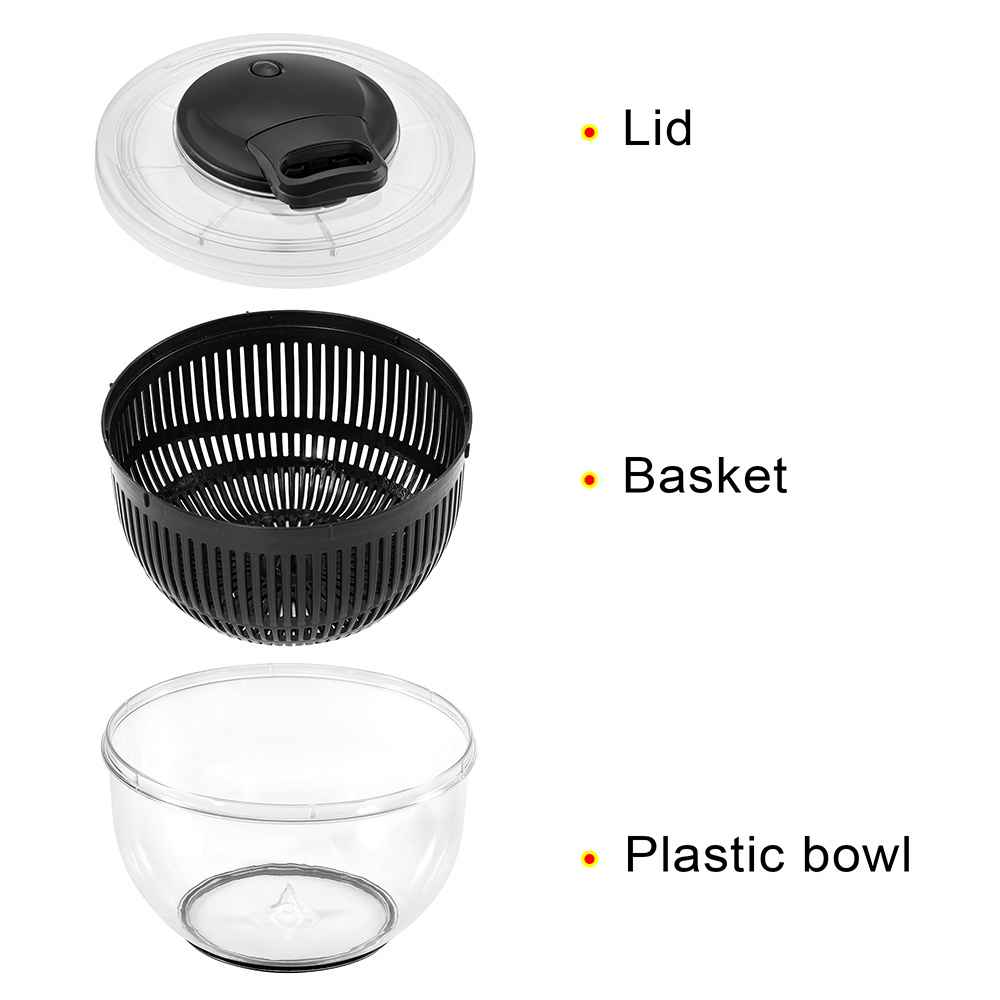 Kitchen plastic Manual lettuce vegetable salad dryer spinner 5L salad spinner vegetable washer