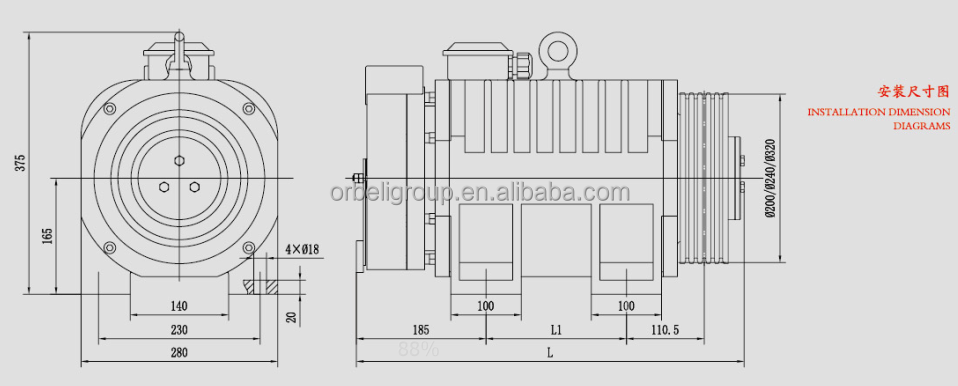 Gearless Elevator Motor Lift Parts MONA200 Elevator Traction Machine