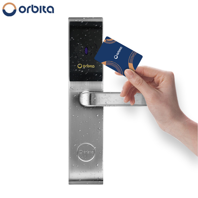 Orbita waterproof security swipe card key door lock hotel lock system with PMS software