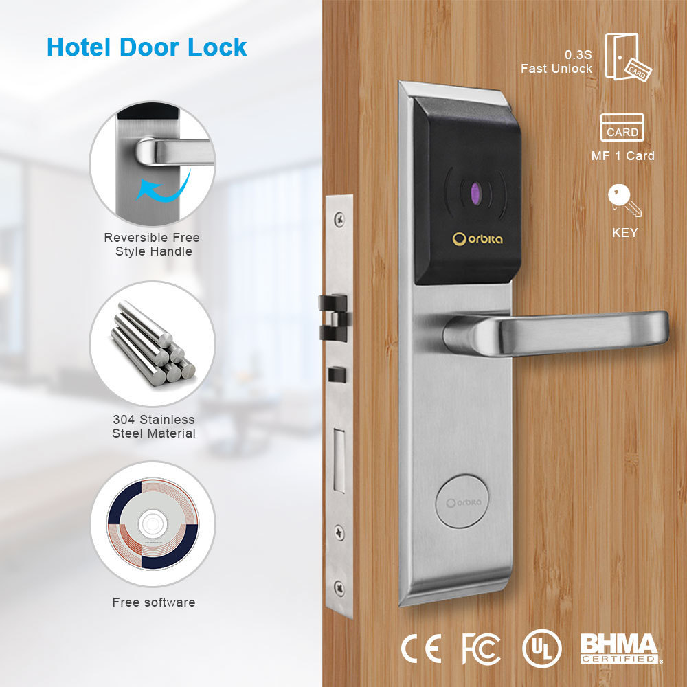 Orbita High Quality Hotel Lock Rfid, Electronic Keyless Digital Hotel Smart Key Card Door Lock, Hotel Key Card Lock