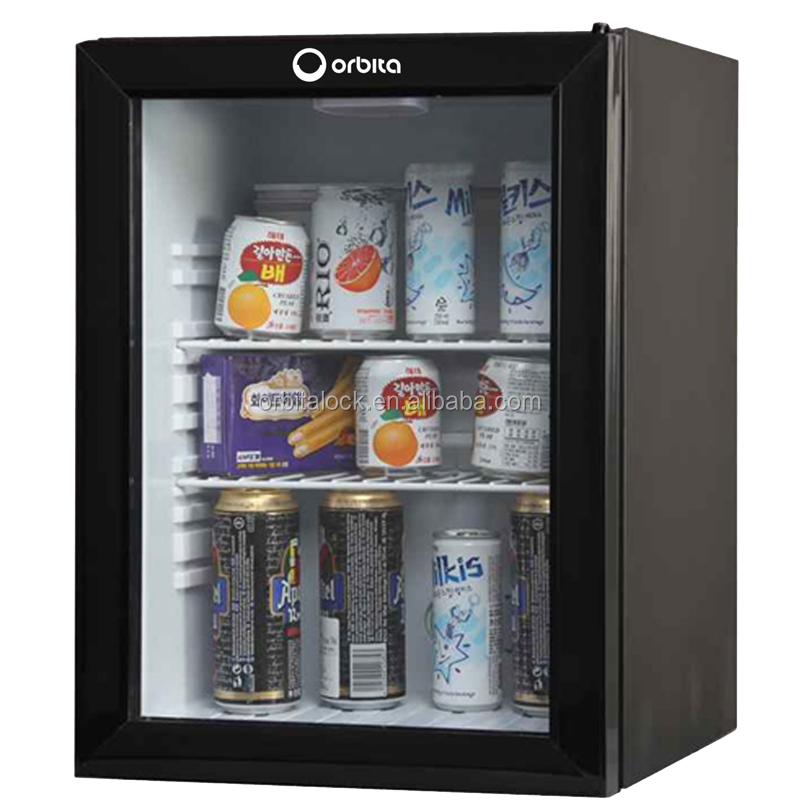 Orbita 5 year warranty noiseless hotel 30L glass door mini fridge with lock and key