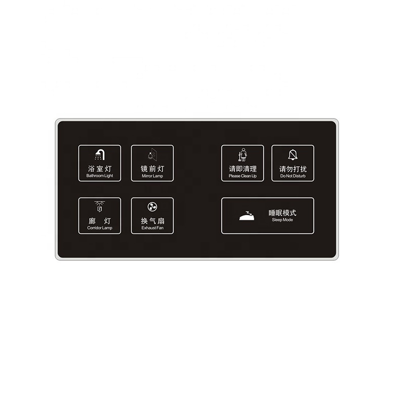 High quality new design customized 12v dc rs485 TCP IP 6 gang touch switch for smart hotel solution