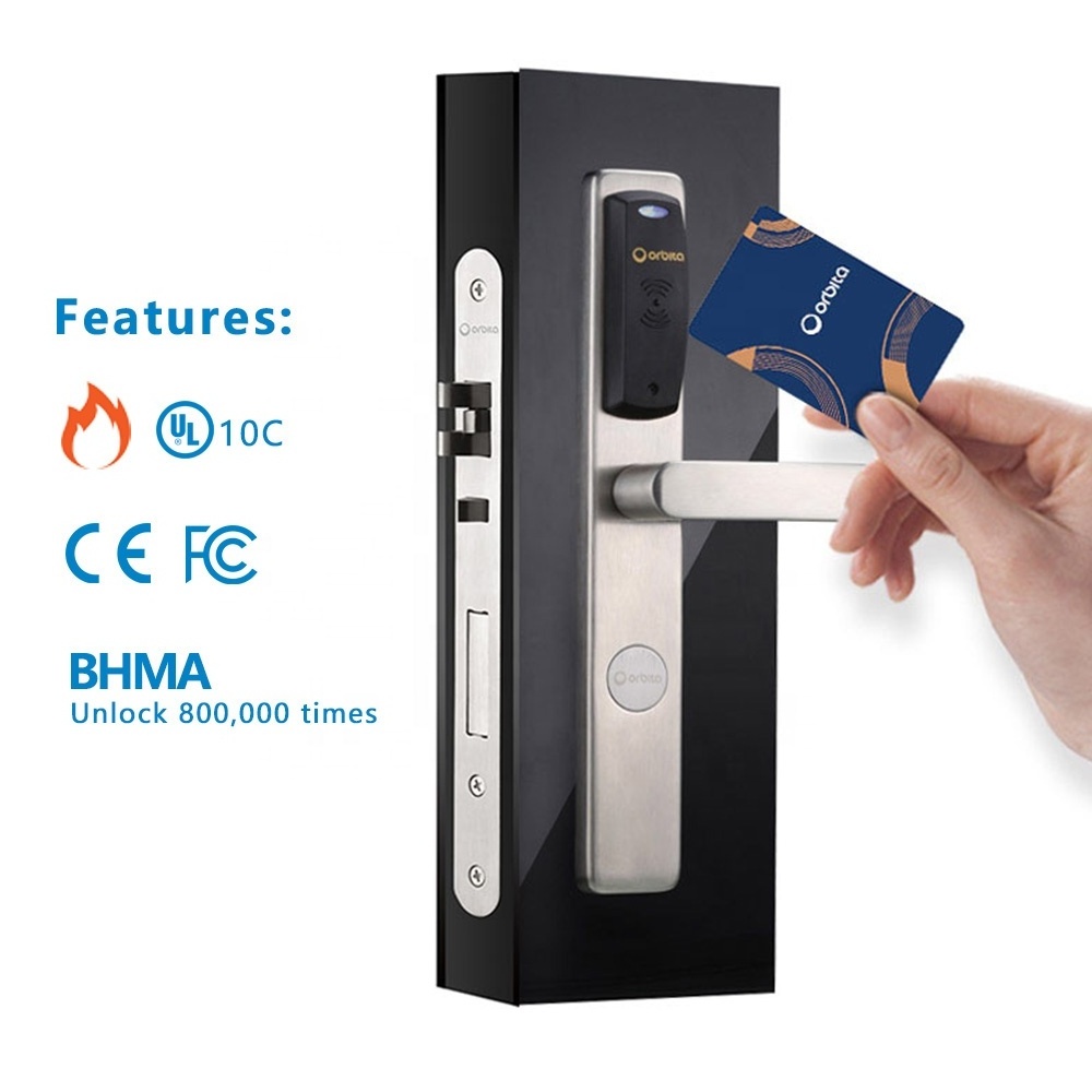 Orbita Slim Narrow Design Key Card Waterproof Door Lock Rfid Card European Standard Smart Door Hotel Lock