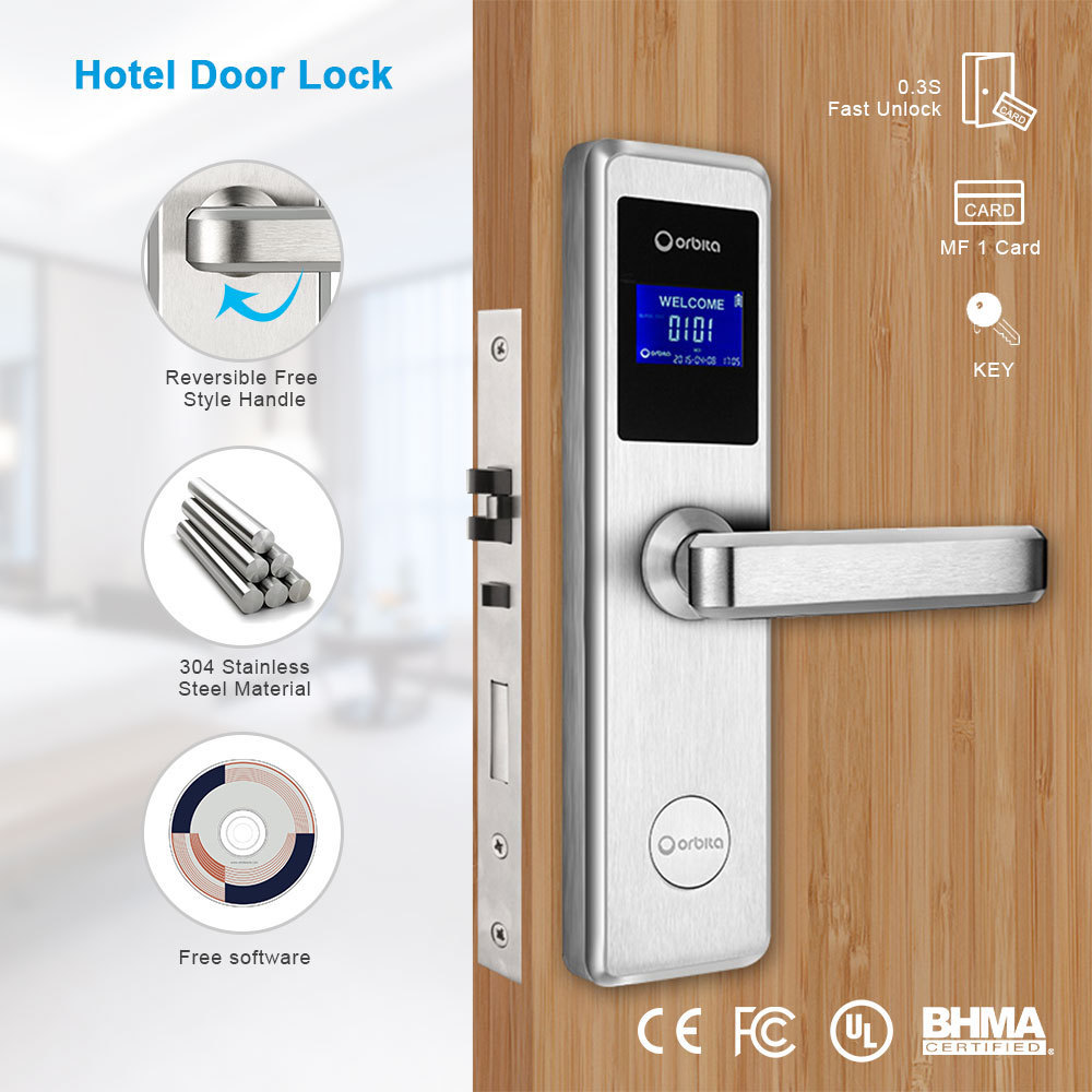 Orbita New Fashion Smart Rfid Hotel Lock System, Rf Card Electronic Door Handle Lock, Smart Hotel Door Lock System Price