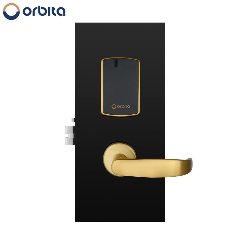 Elegant and fashionable Aesthetic design magnetic card door lock with hidden cylinder for hotel room access control